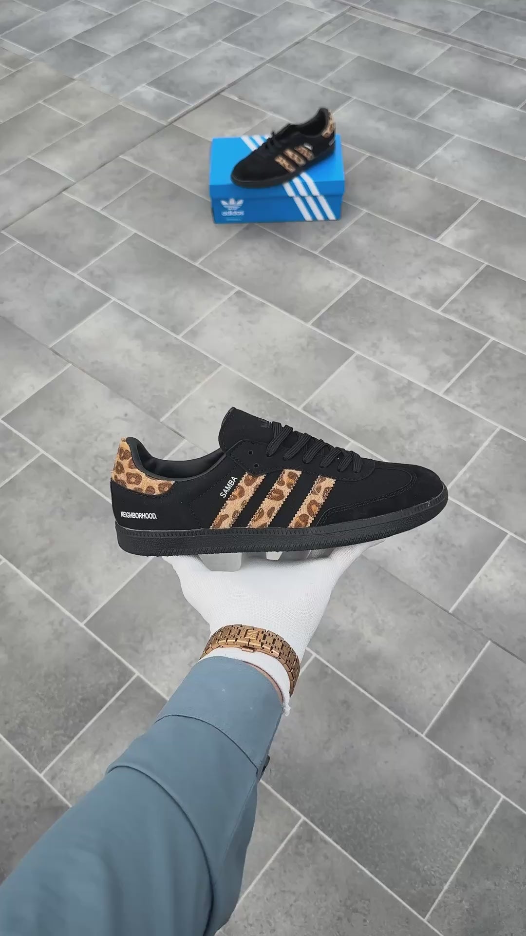 Adidas end x neighborhood x samba black leopard
