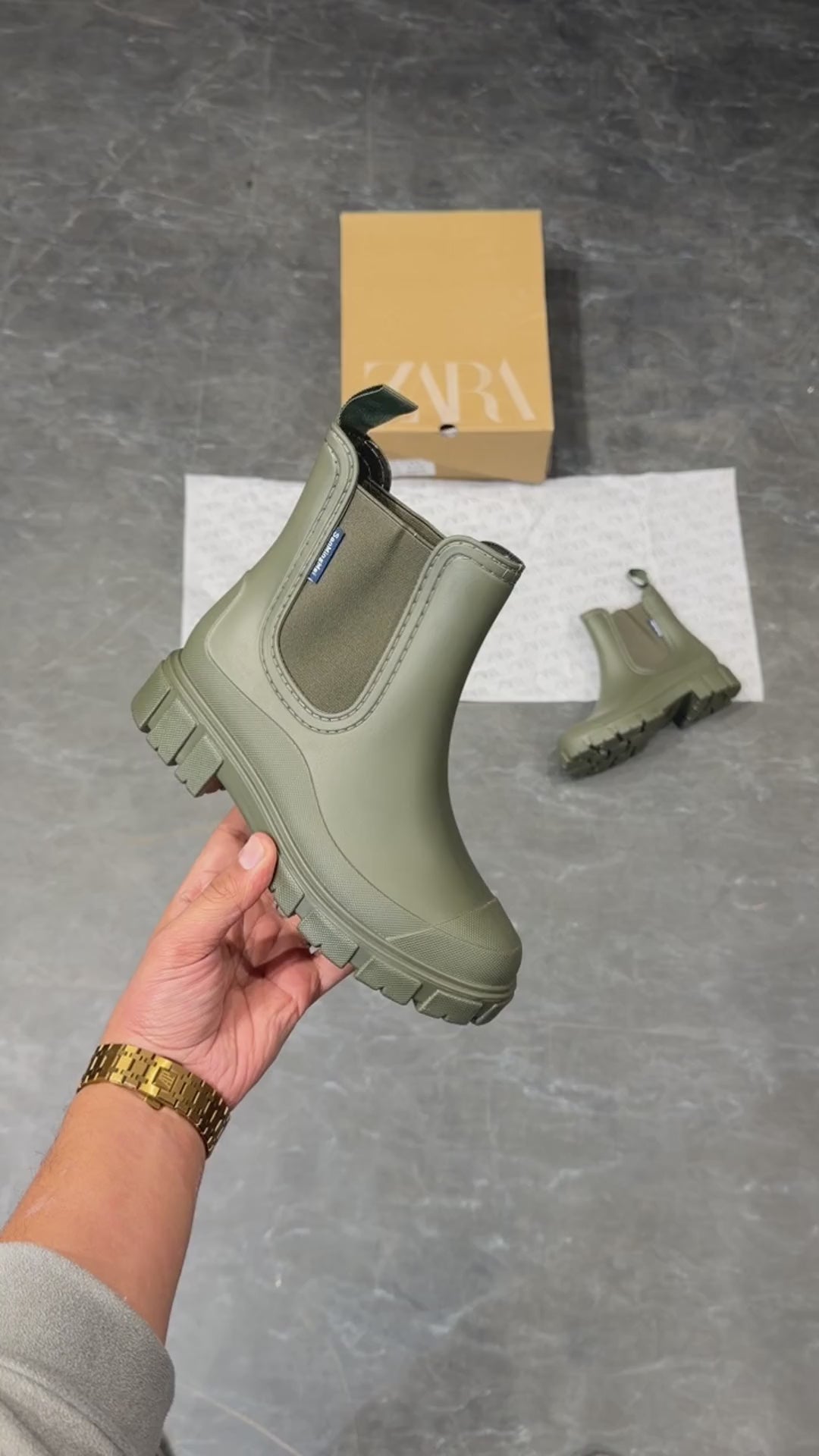 ZARA CHELSEA BOOT GREEN