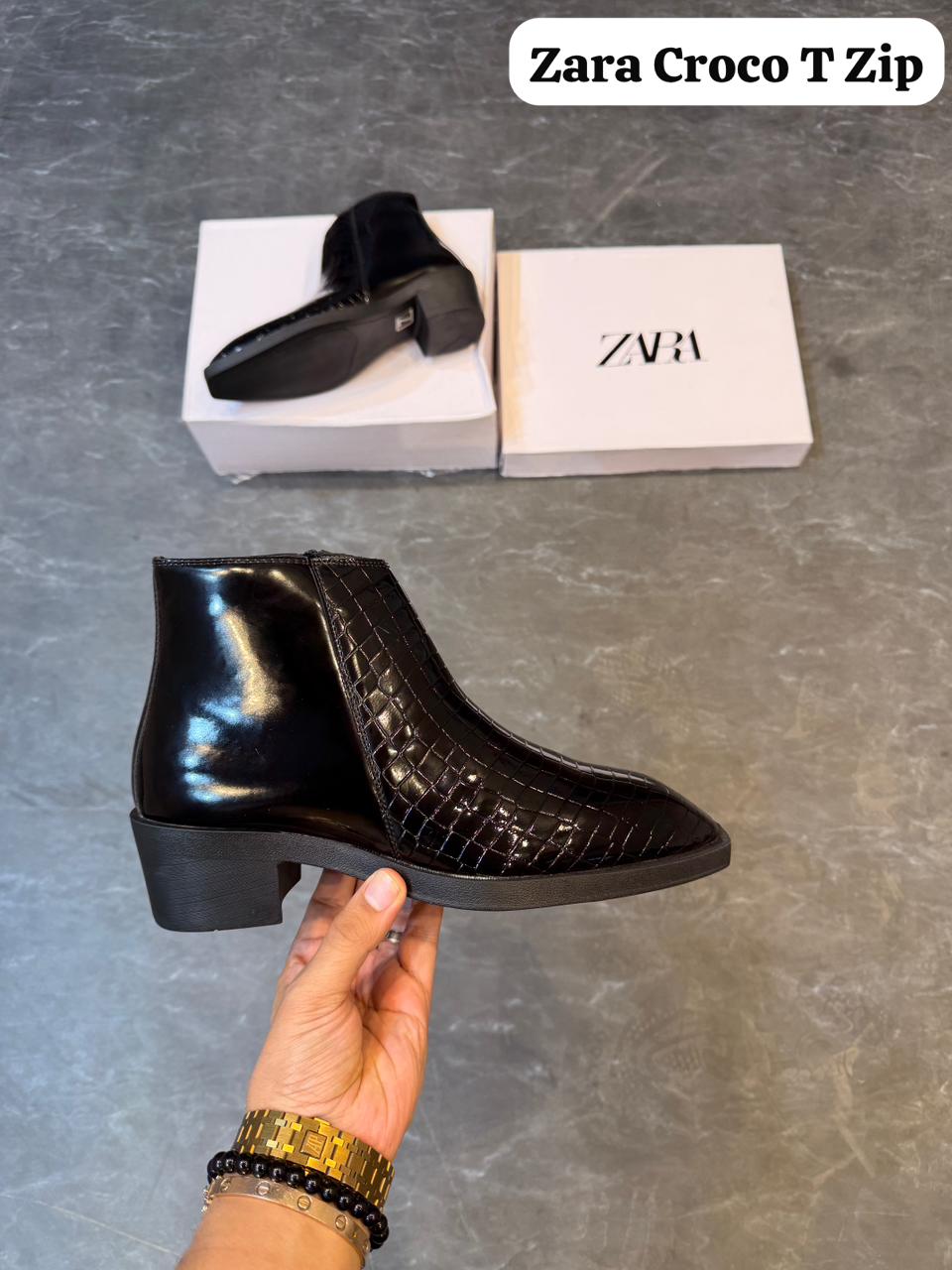 ZARA CROCO ZIP  CHELSEA BOOTS ART -8744