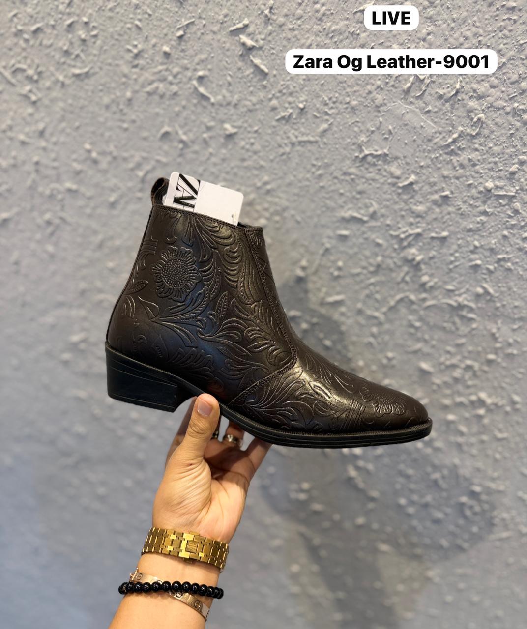 ZARA T OG LEATHER BLACK CHELSEA BOOTS -9001