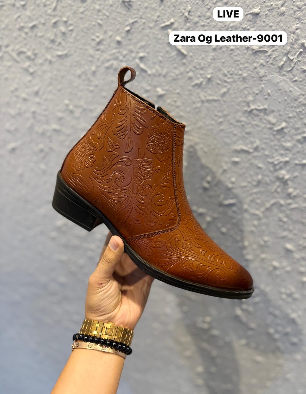 ZARA T OG LEATHER TAN CHELSEA BOOTS -9001