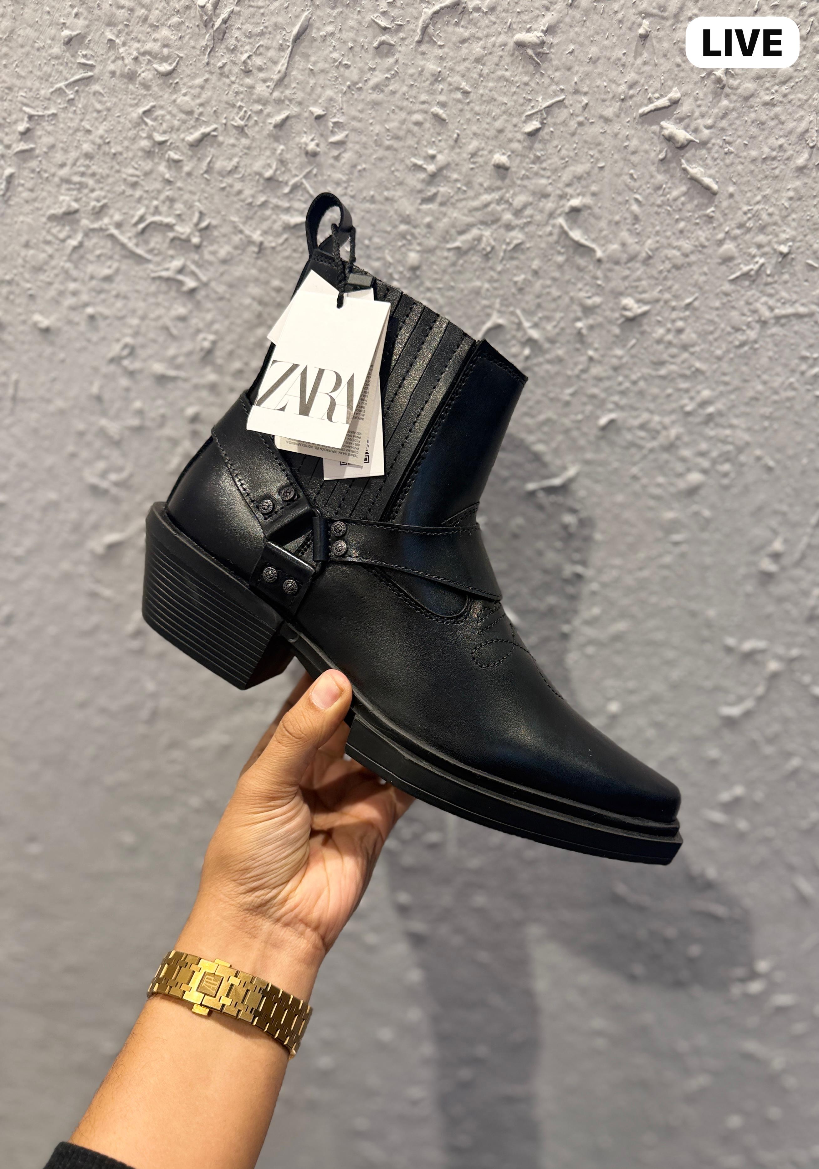 ZARA SURPLUS DESIGNER COWBOY LEATHER BOOT